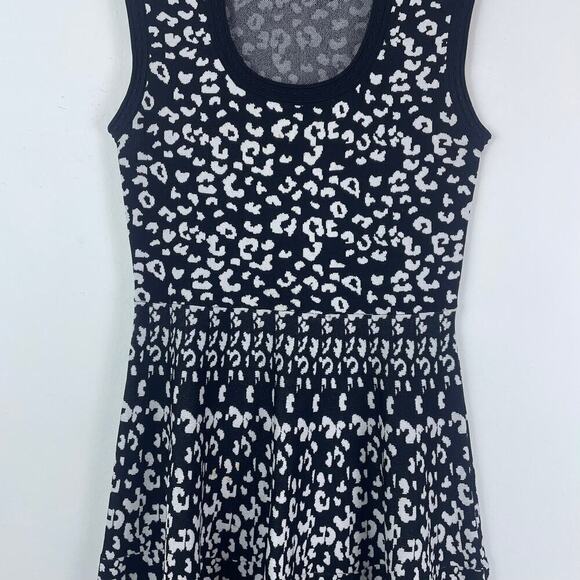 Rebecca Taylor A-Line Fit and Flare animal print black and white size large midi - Picture 9 of 12